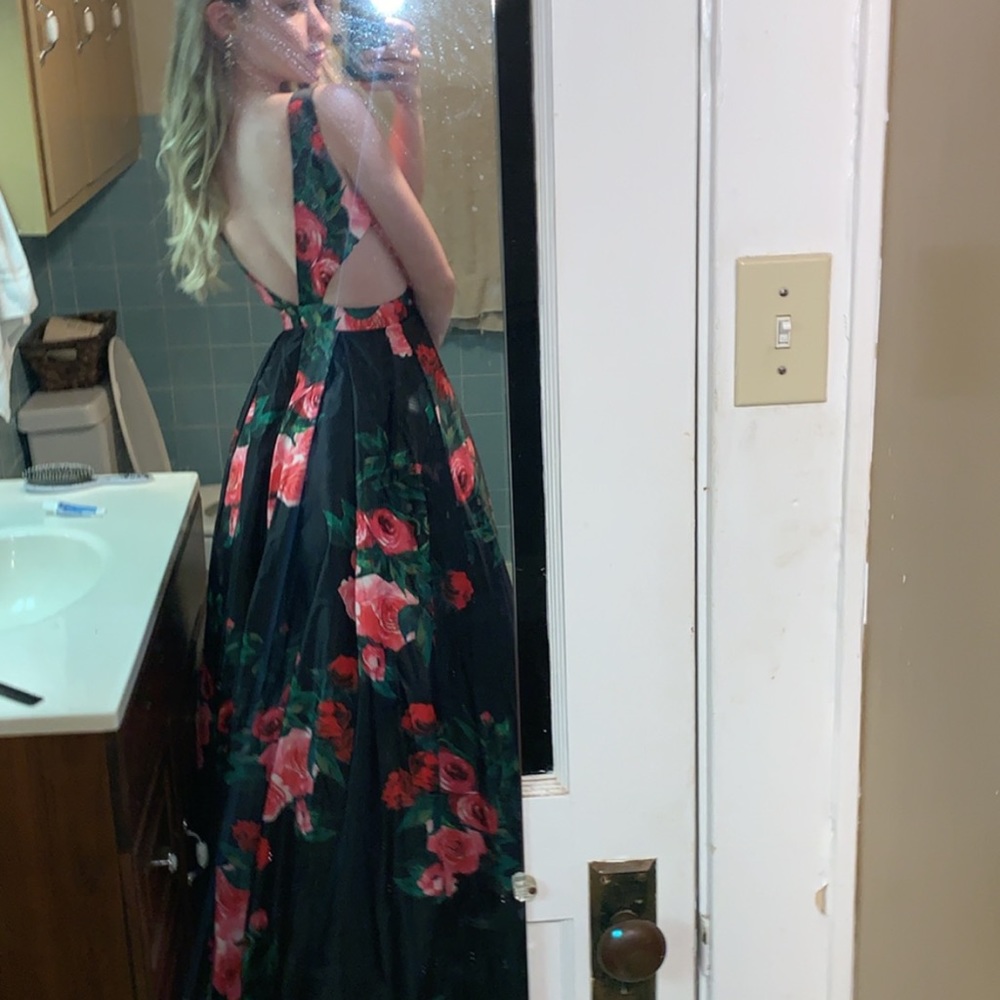 Jovani Flower Printed Prom Dress - Picture 4 of 4